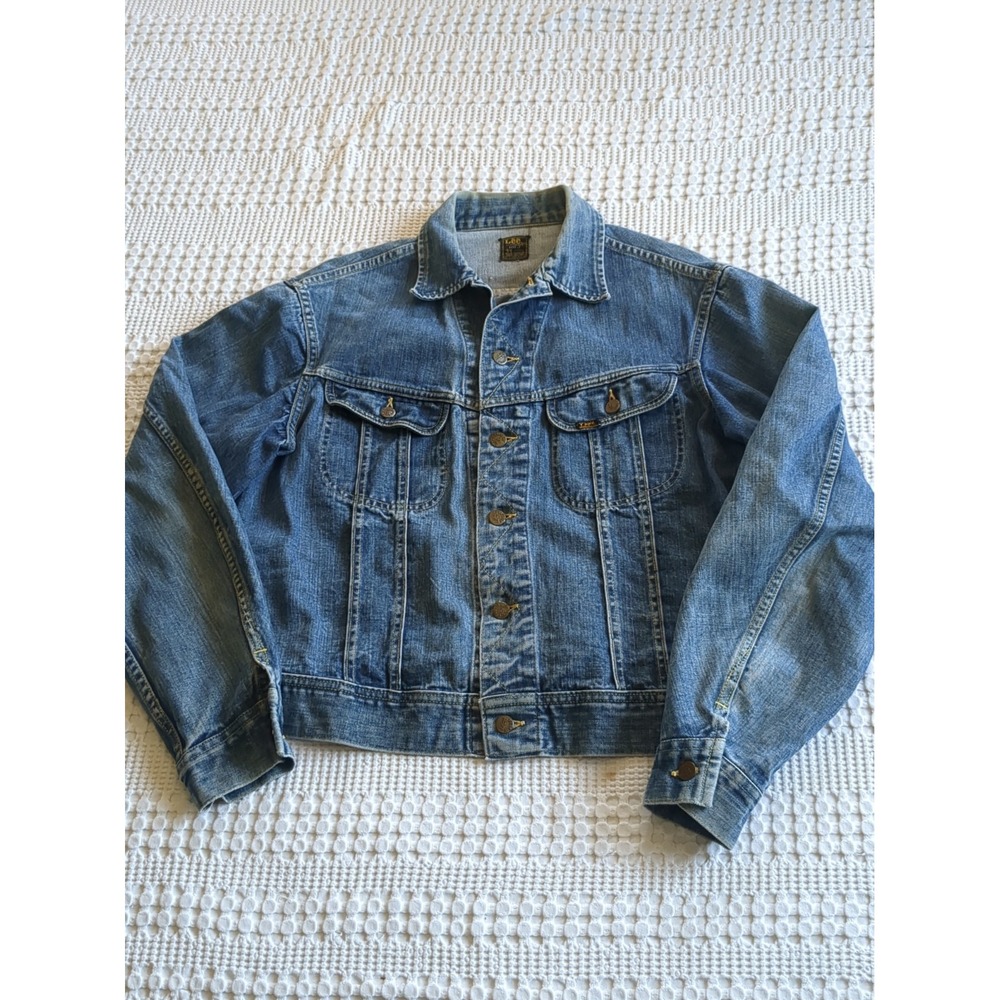 Vintage 60s 70s Lee Sanforized 101-J Denim Trucker Jacket Blue Sz 44 Button